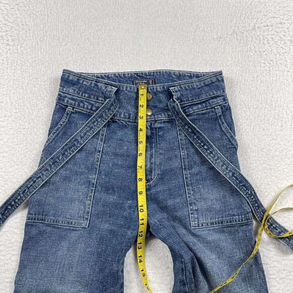 Abercrombie & Fitch Jeans Womens 29/8 Blue Denim Ultra High Rise Straight Belted - Picture 10 of 13